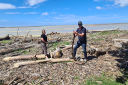 Wairoa councillor Di Roadley and Central Hawkes Bay counciloor Will Foley in Wairoa after Cyclone Gabrielle